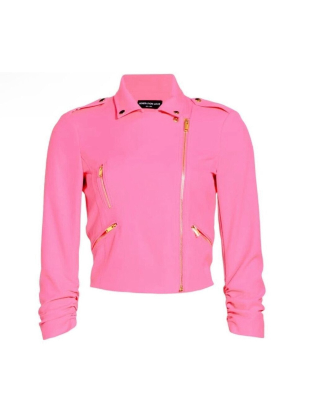 Generation Love Colleen Crepe Moto Jacket Ultra Pink Size M